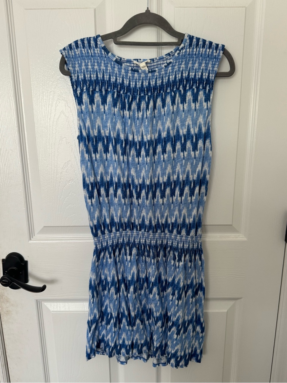 Soft Joie Kurumi Dress blue ikat chevron print XS